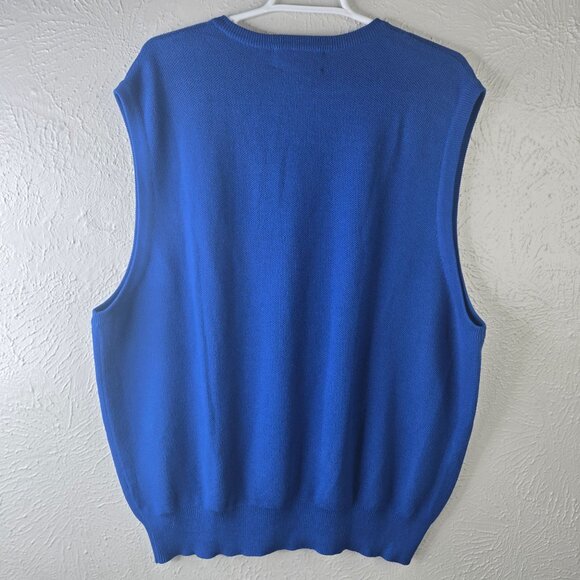 Polo Golf Ralph Lauren V-Neck Sweater Vest XL Blue Cotton Knit Logo Pony Preppy - Picture 2 of 10